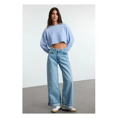 Trendyol Light Blue Regular Waist Folded Baggy Balloon Jeans