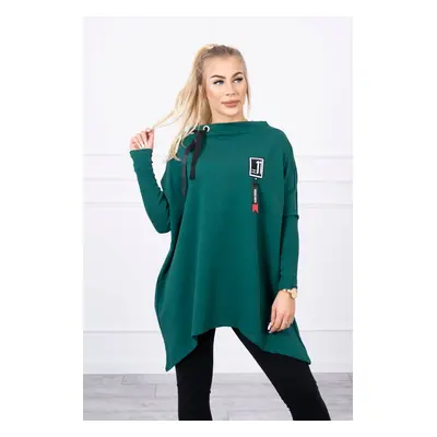 Oversized sweatshirt with asymmetrical sides in green