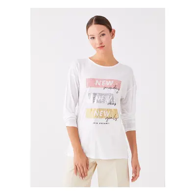 LC Waikiki Crew Neck Printed Long Sleeve Women's T-Shirt