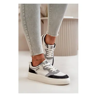 Women's low sneakers made of eco leather Big Star white-gray