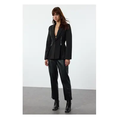 Trendyol Black Zipper Detailed Blazer Jacket