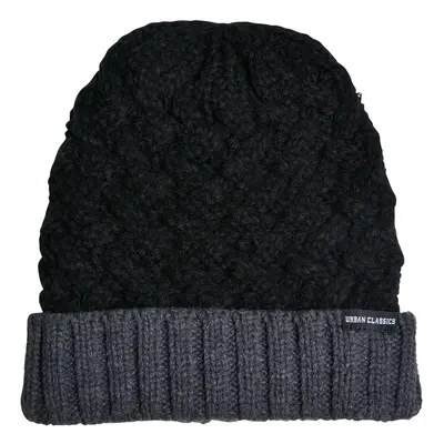 Braid Knit Beanie Black/Heather Grey