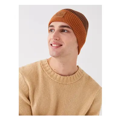 LC Waikiki LCW ACCESSORIES Men's Label Printed Color Block Knitwear Beanie