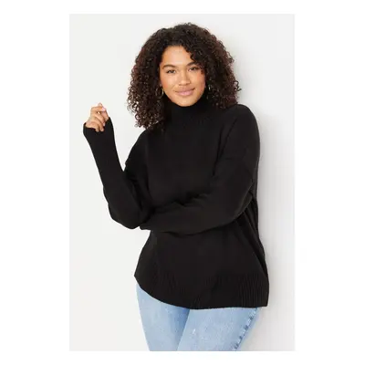 Trendyol Curve Black Turtleneck Off Shoulder Knitwear Sweater