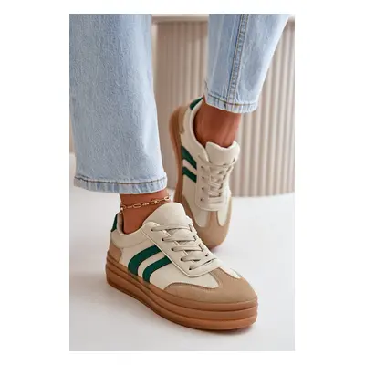 Women's platform sneakers beige-green Nesonice