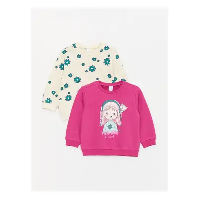 LC Waikiki Crew Neck Long Sleeve Printed Baby Girl Sweatshirt Pack