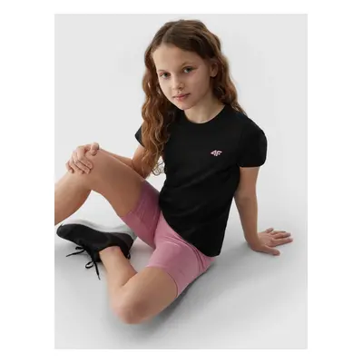 Girls' smooth T-shirt 4F - black