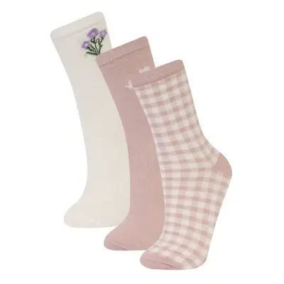 DEFACTO Women's 3-Piece Cotton Long Socks