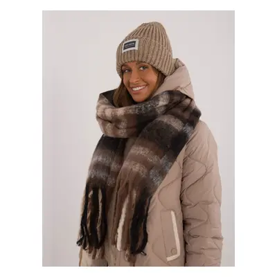 Brown and black knitted women's scarf