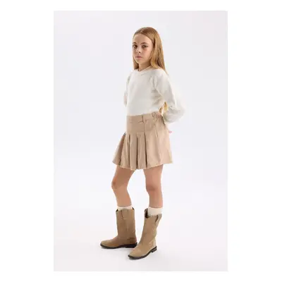 DEFACTO Girl's Pleated Gabardine Short Skirt