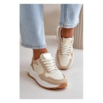 Women's platform sneakers made of eco-leather beige Issatta