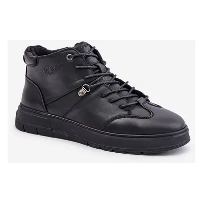 Leather insulated ankle sneakers men's Lee Cooper black