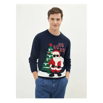 LC Waikiki Men's Crew Neck Long Sleeve Christmas Theme Knitwear Sweater