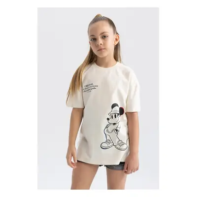 DEFACTO Girls Disney Mickey & Minnie Oversize Fit Wide Cut Short Sleeve T-Shirt