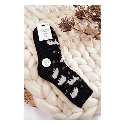 Women's wool socks V Polar Bear black