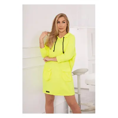 Yellow neon dress with hood