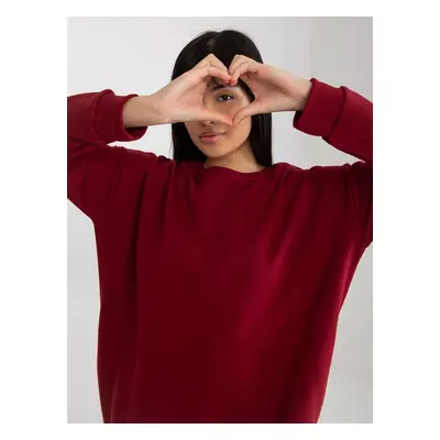 Burgundy long basic oversize sweatshirt