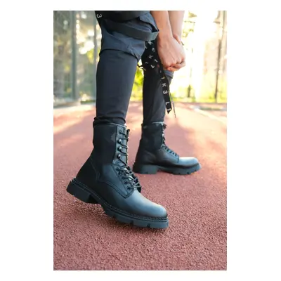 Riccon Black Skin Men's Combat Boots