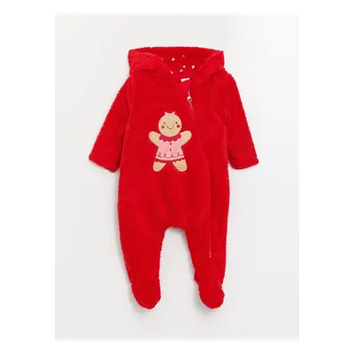 LC Waikiki Hooded Long Sleeve Plush Baby Girl Jumpsuit