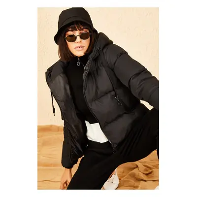 Bianco Lucci Women's Black Hooded Puffer Coat