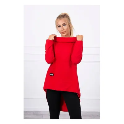 Long back sweatshirt with hood red