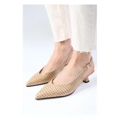 Mio Gusto Nancy Beige Color Open Back Short Heeled Shoes