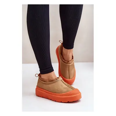 Women's platform snow boots with low shin part Camel Izamine