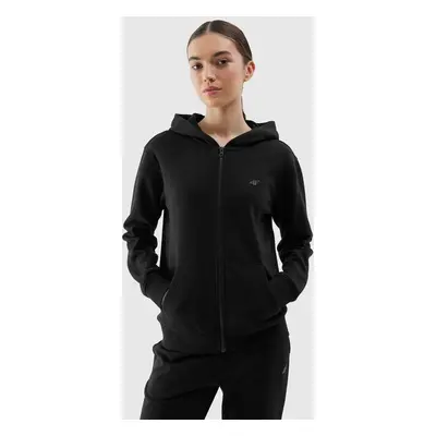 Women's Sweatshirt Zipped Hoodie 4F - Black