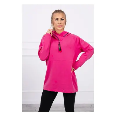 Tunic with zipper on hood Oversize fuchsia