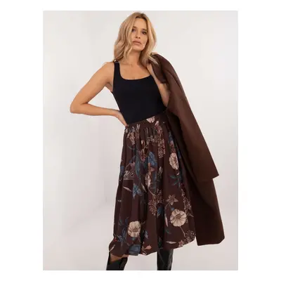 Brown midi floral skirt