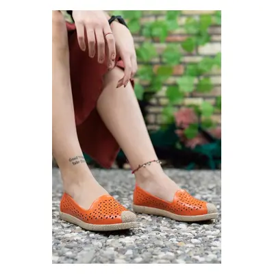 Riccon Women's Orange Straw Detailed Casual Shoes