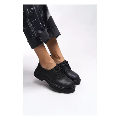 Riccon Oknyrth Women's Lace-Up Loafer Black Skin