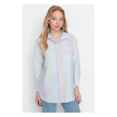 Trendyol Lilac Striped Woven Shirt