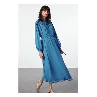 Trendyol Blue Embroidered Woven Dress