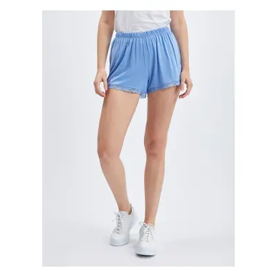 Light blue women's shorts with lace ORSAY