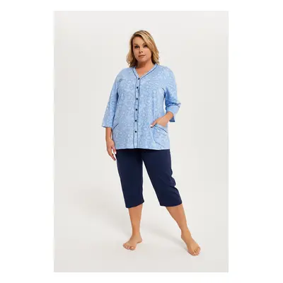 Women's pyjamas Jomala 3/4 sleeve, 3/4 legs - print/navy blue