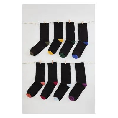 Trendyol Multi-Colored Unisex 8-Pack Cotton Color Block Socket-Long Socks