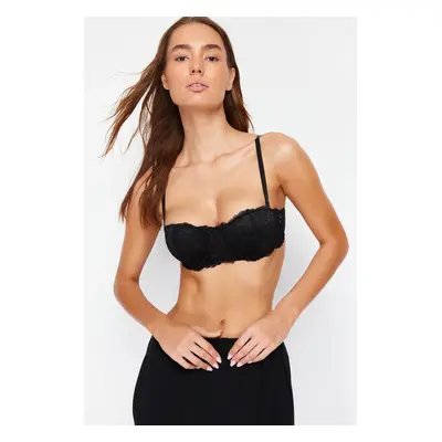 Trendyol Black Lace String Strap Push-Up Strapless Knitted Bra