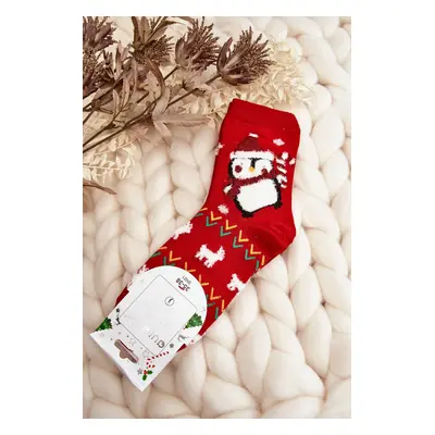 Women's Socks With Penguin Red