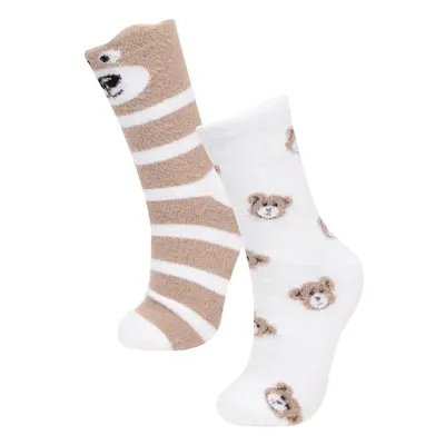 DEFACTO Women's Anti-Slip Sole 2-Piece Winter Socks