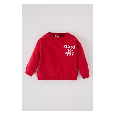 DEFACTO Baby Boy Crew Neck Printed Soft Furry Sweatshirt