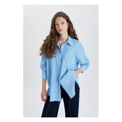 DEFACTO Oversize Fit Muslin Long Sleeve Shirt