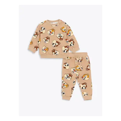 LC Waikiki Crew Neck Long Sleeve Chip and Dale Printed Baby Boy Sweatshirt and Tracksuit Bottom 