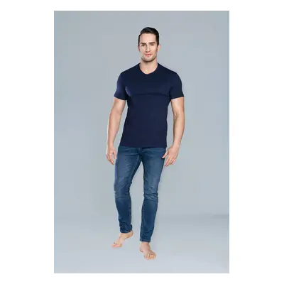 Ikar T-shirt with short sleeves and V-neck - dark blue