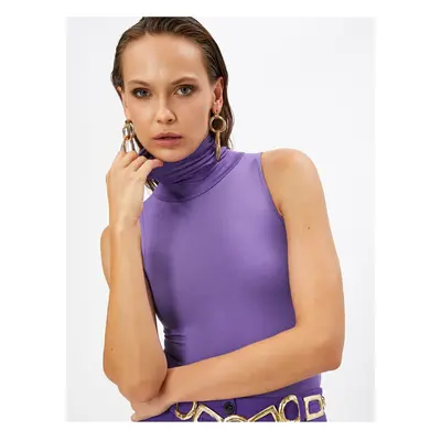 Koton Turtleneck Evening Dress Blouse Sleeveless Basic