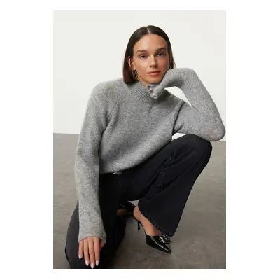 Trendyol Gray Wool High Collar Knitwear Sweater