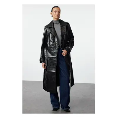 Trendyol Black Regular Belted Trench Coat