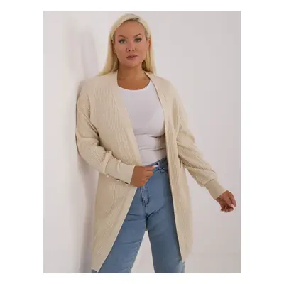 Light beige women's knitted cardigan plus sizes