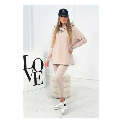 Set cotton sweatshirt + leggings beige