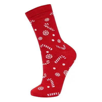 DEFACTO Women's Christmas Themed Cotton Long Socks